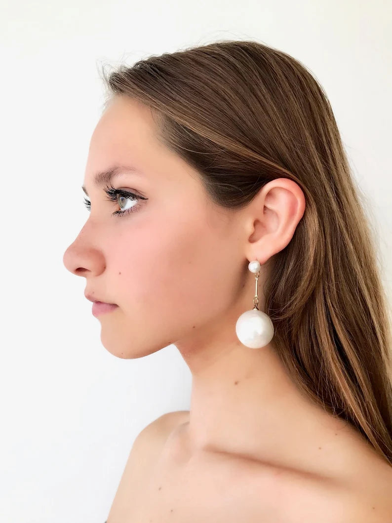 Big pearl drop earrings