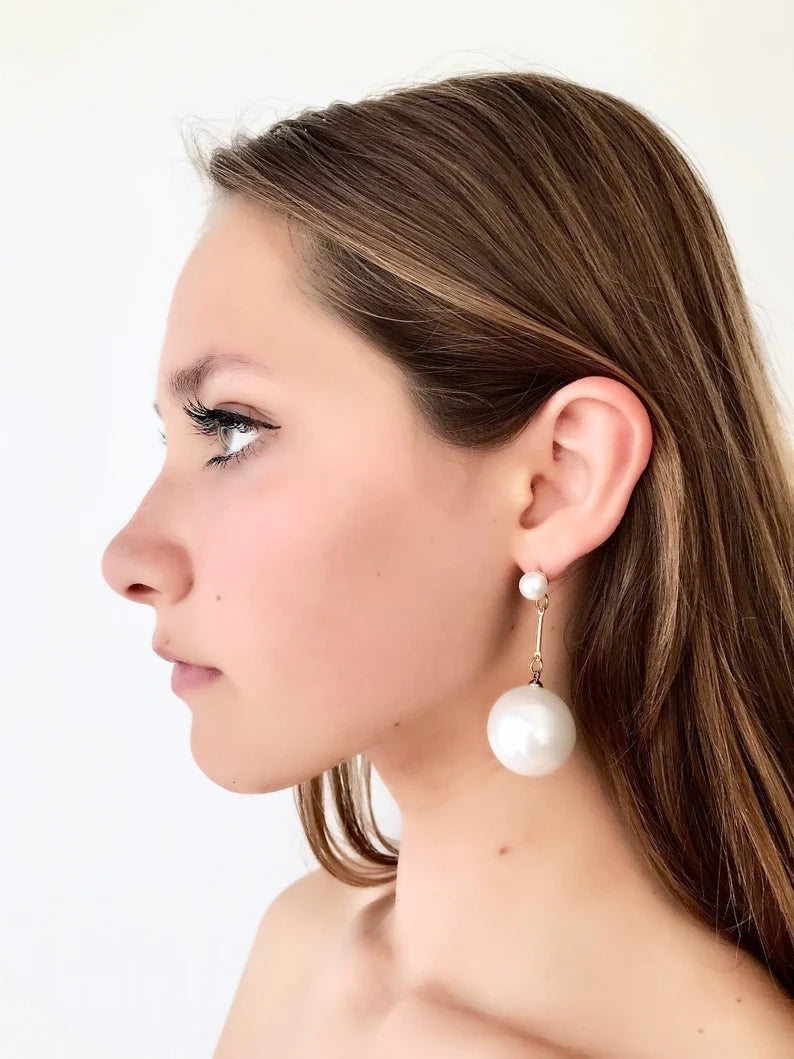 Big pearl drop earrings