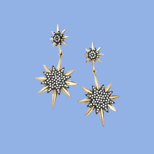 Large crystal star earrings