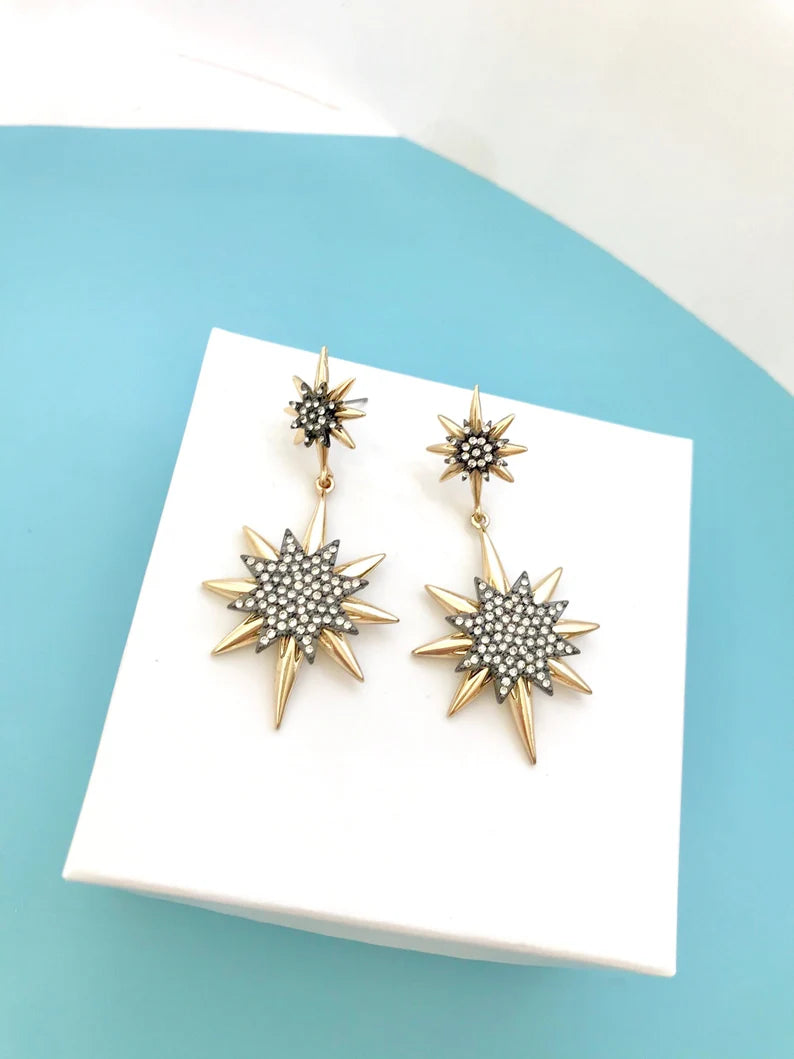 Large crystal star earrings