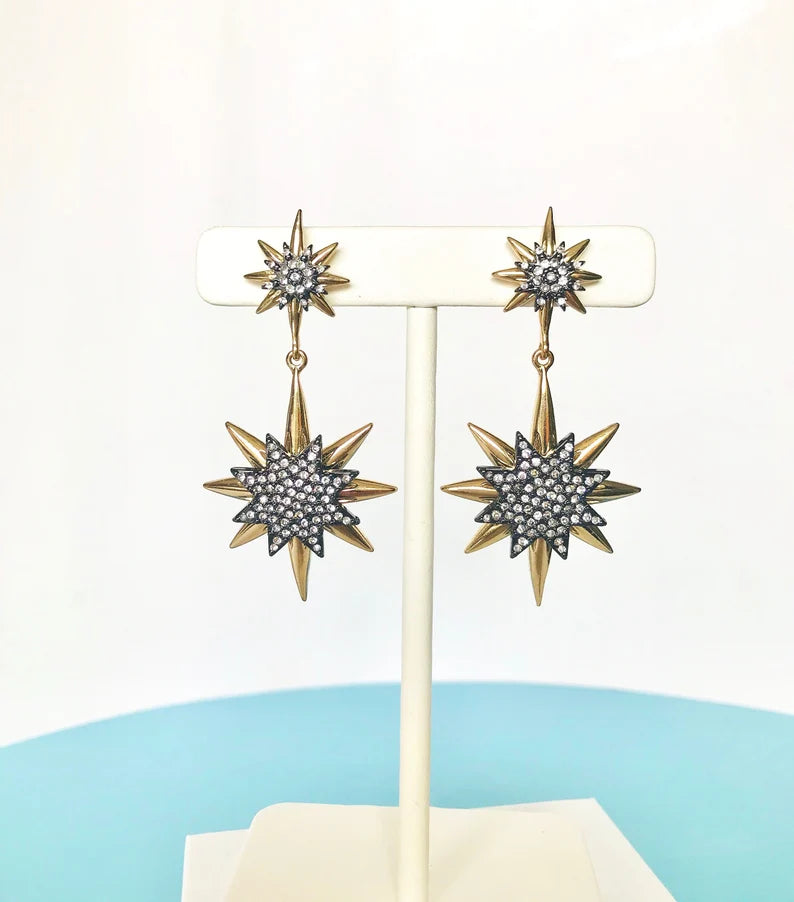 Large crystal star earrings