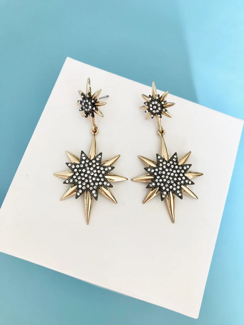 Large crystal star earrings