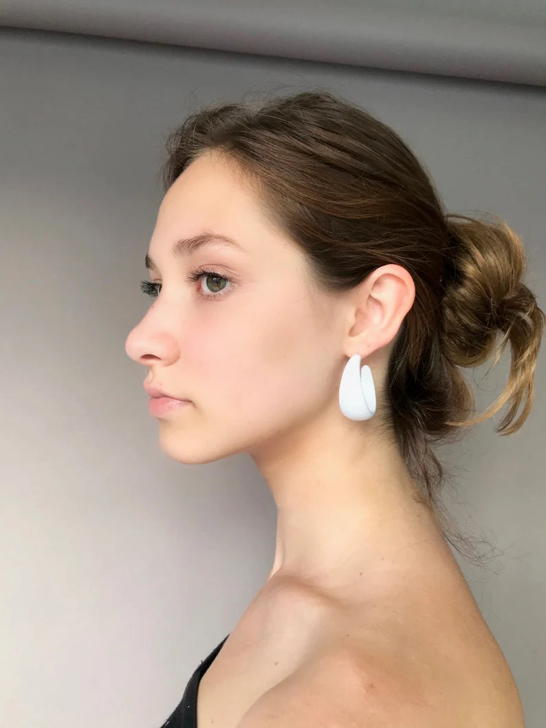 White acrylic hoop earrings