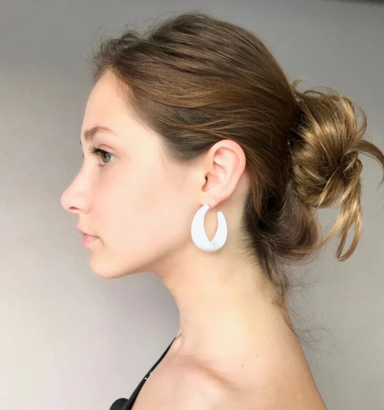 White acrylic hoop earrings