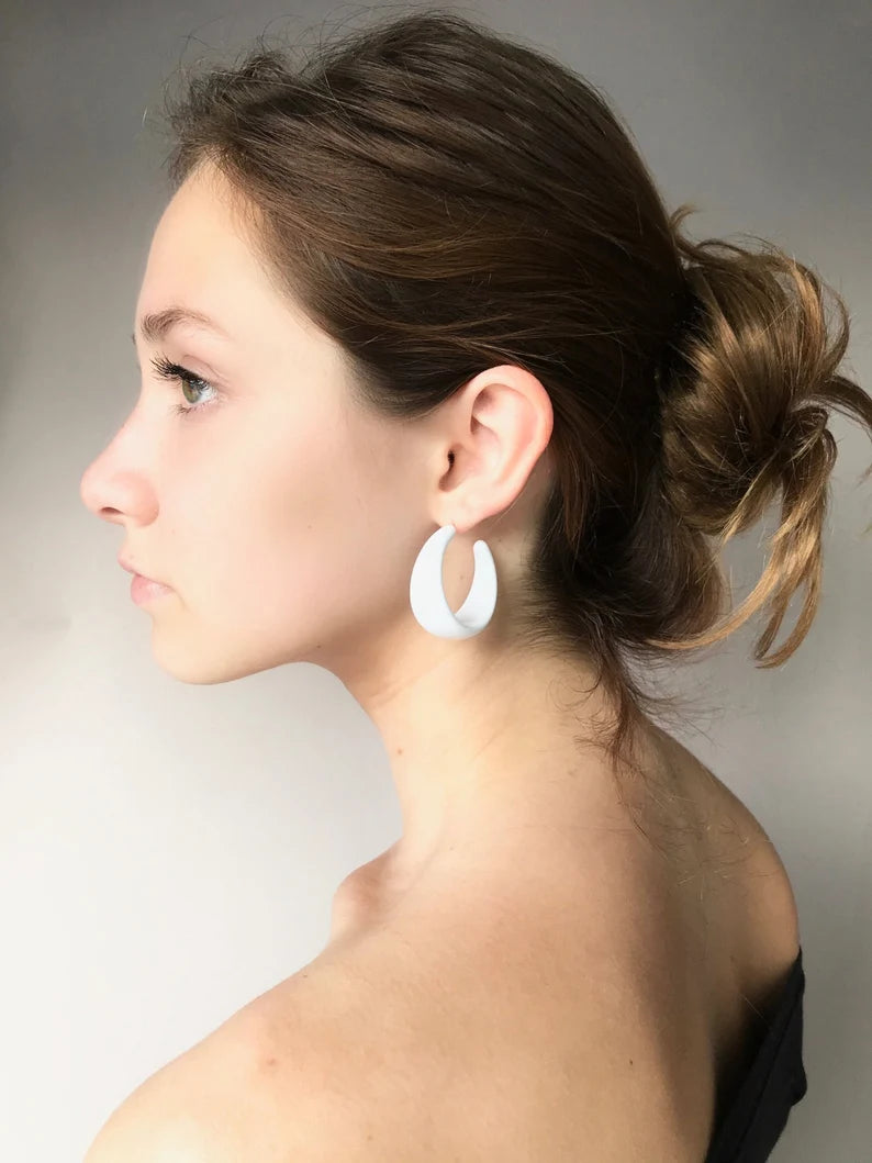 White acrylic hoop earrings