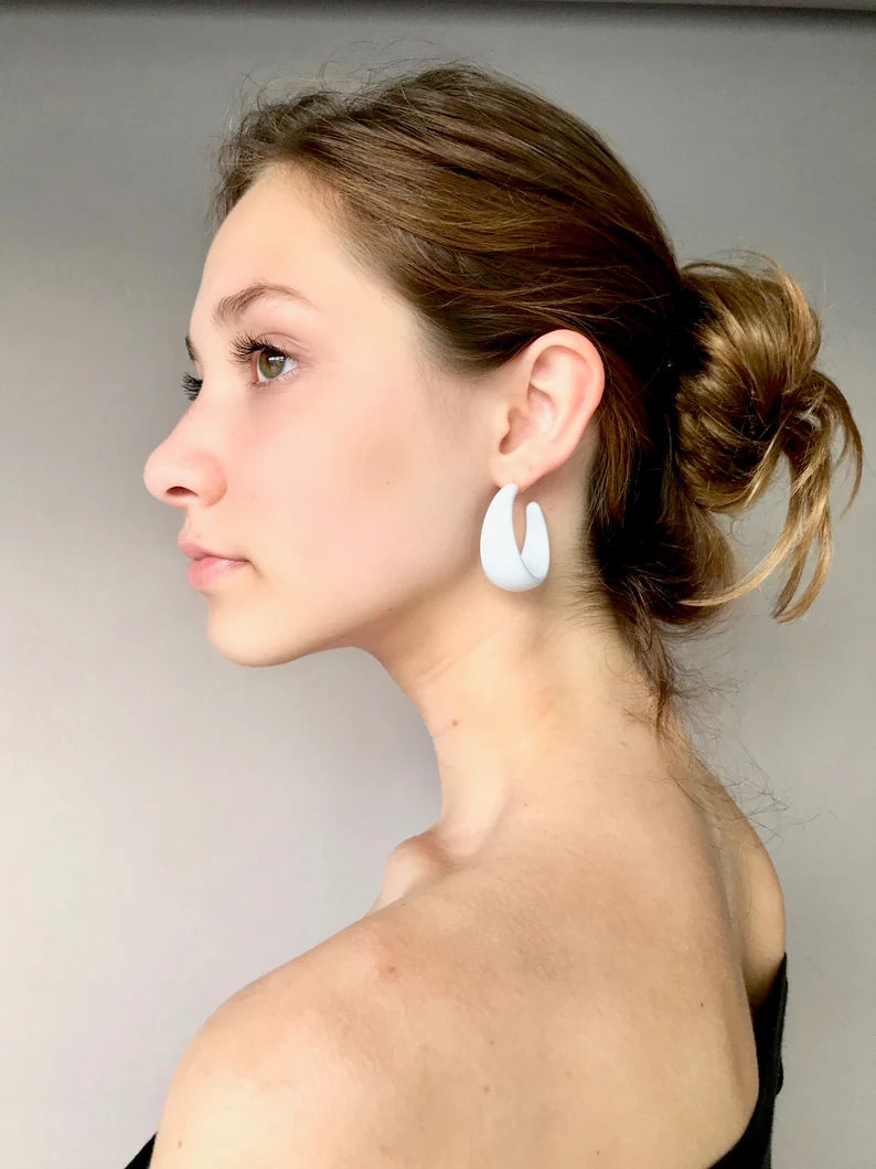 White acrylic hoop earrings