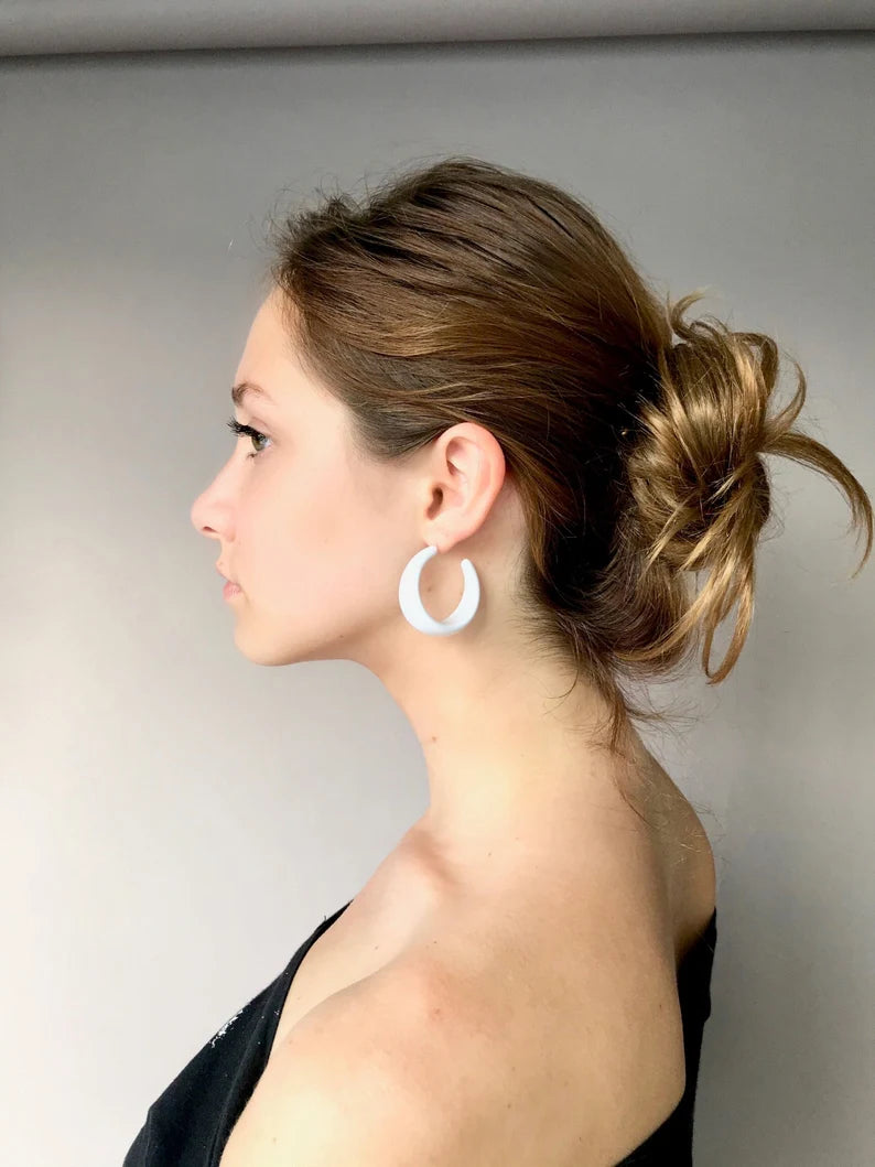 White acrylic hoop earrings