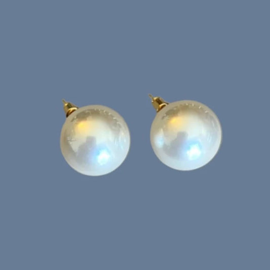 Large pearl stud earrings