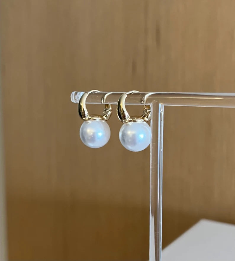 Pearl hoop earrings