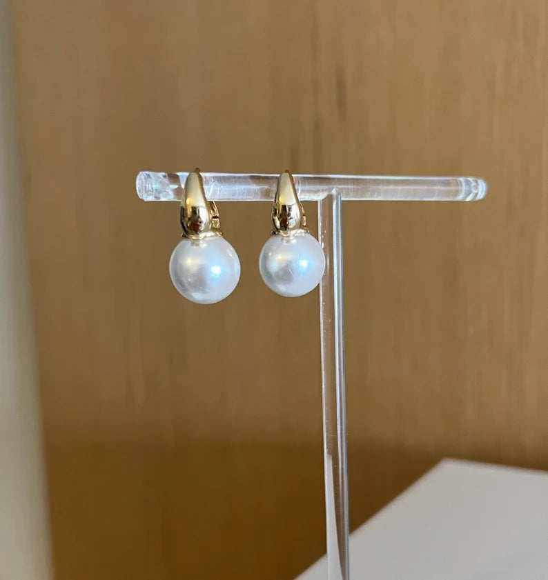 Pearl hoop earrings