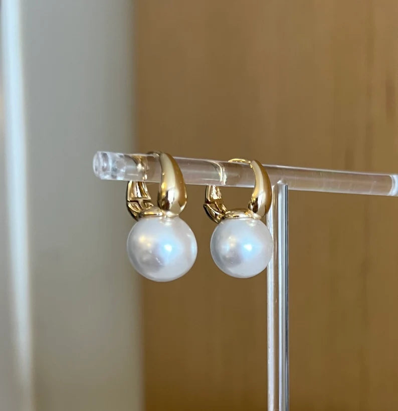 Pearl hoop earrings