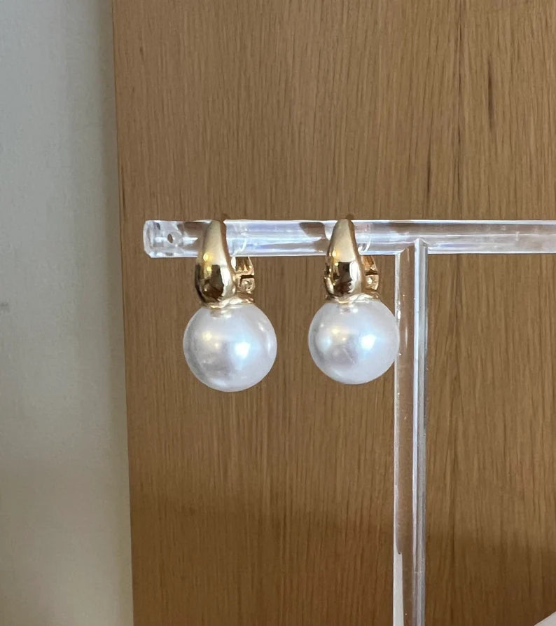Pearl hoop earrings