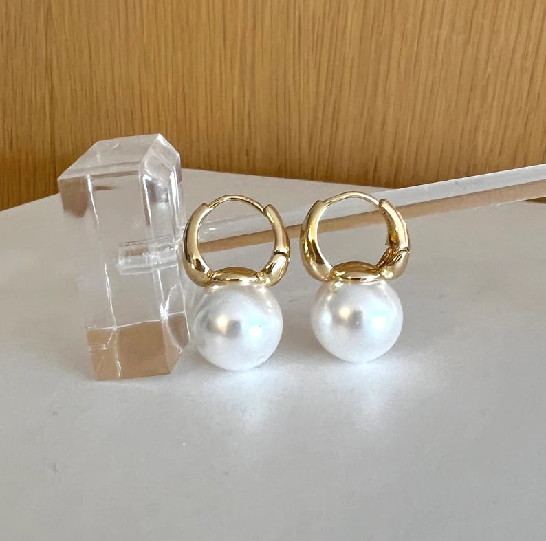 Pearl hoop earrings
