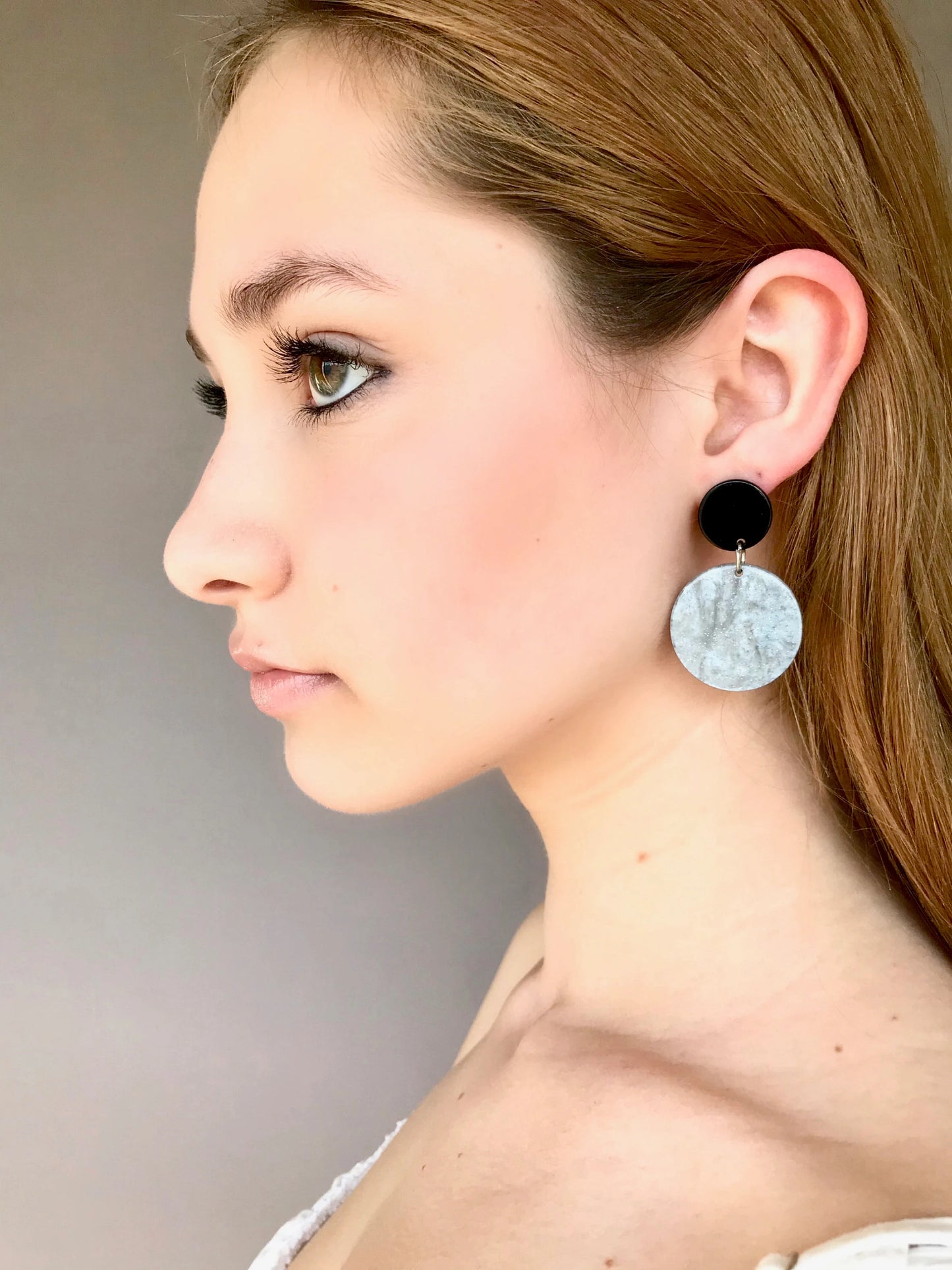 Gray and black geometric earrings