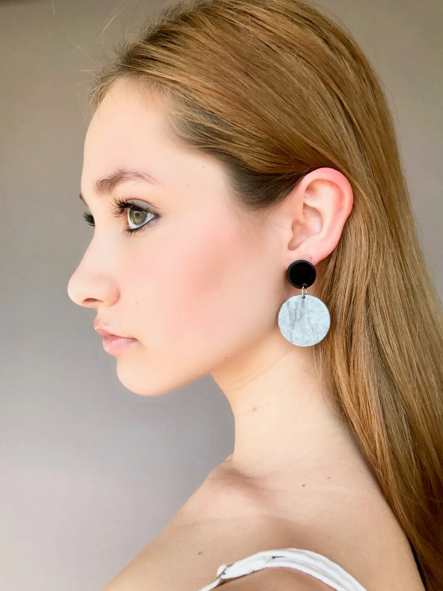 Gray and black geometric earrings