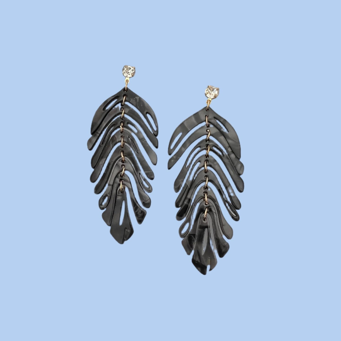 Black leaf boho earrings