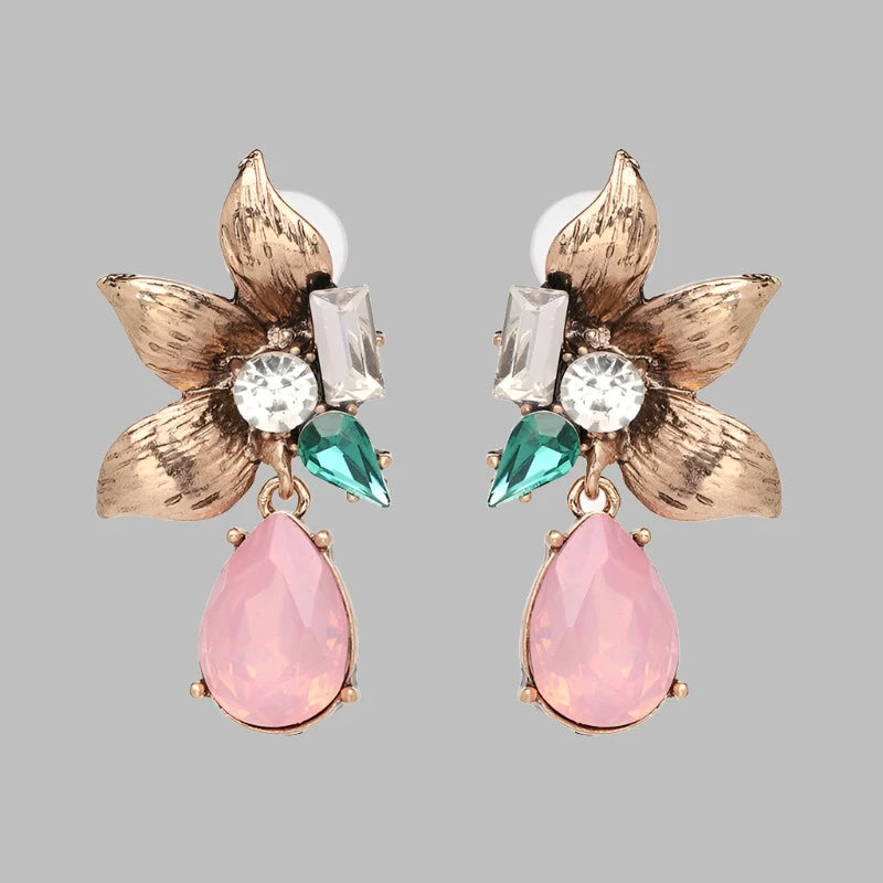 Statement crystal flower earrings