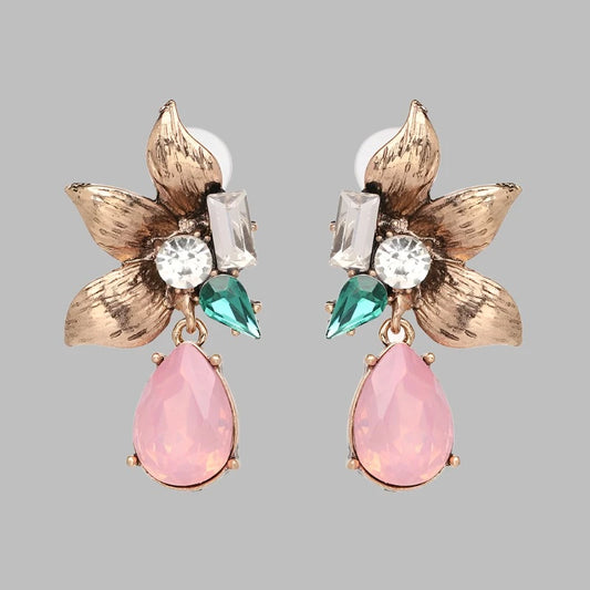 Statement crystal flower earrings