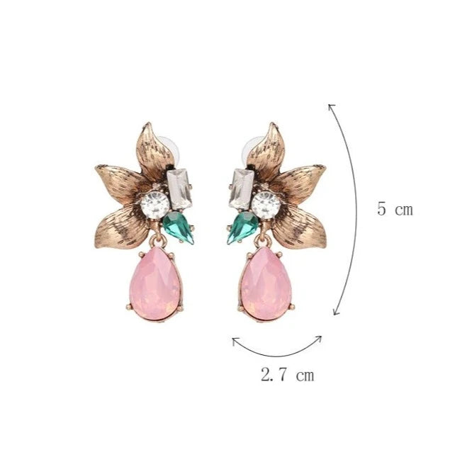 Statement crystal flower earrings