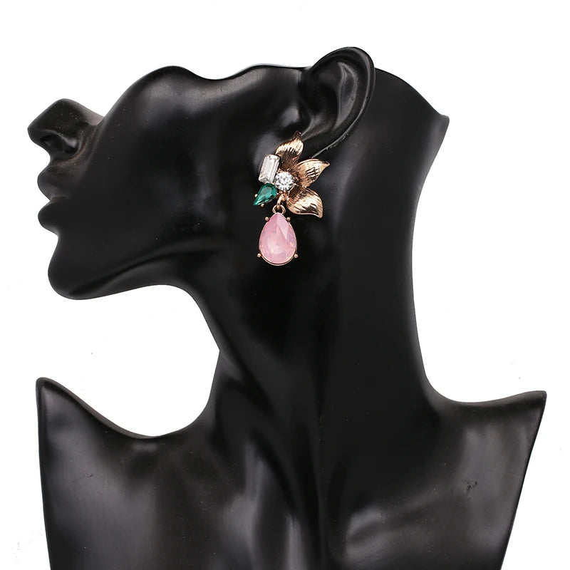 Statement crystal flower earrings