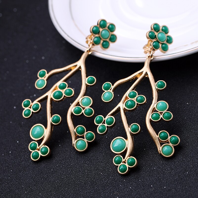 Coral flower branch earrings