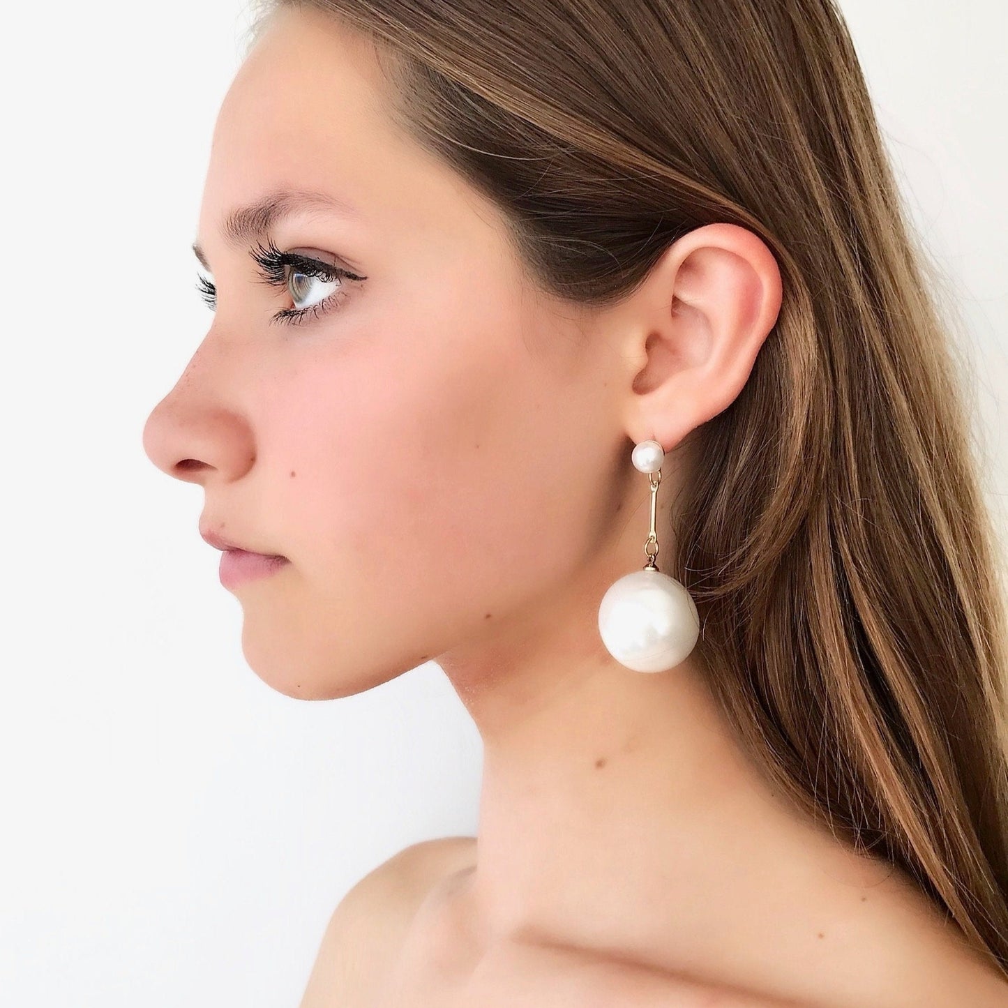 Big pearl drop earrings