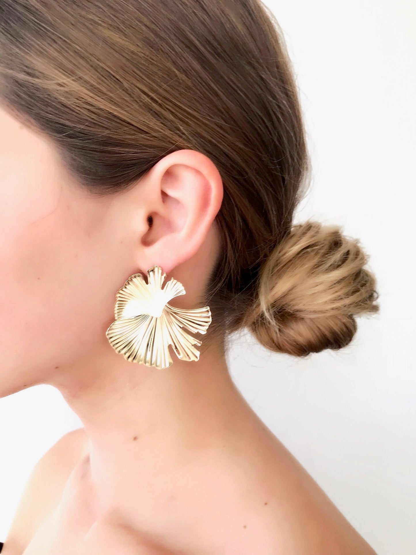 White ginkgo leaf earrings