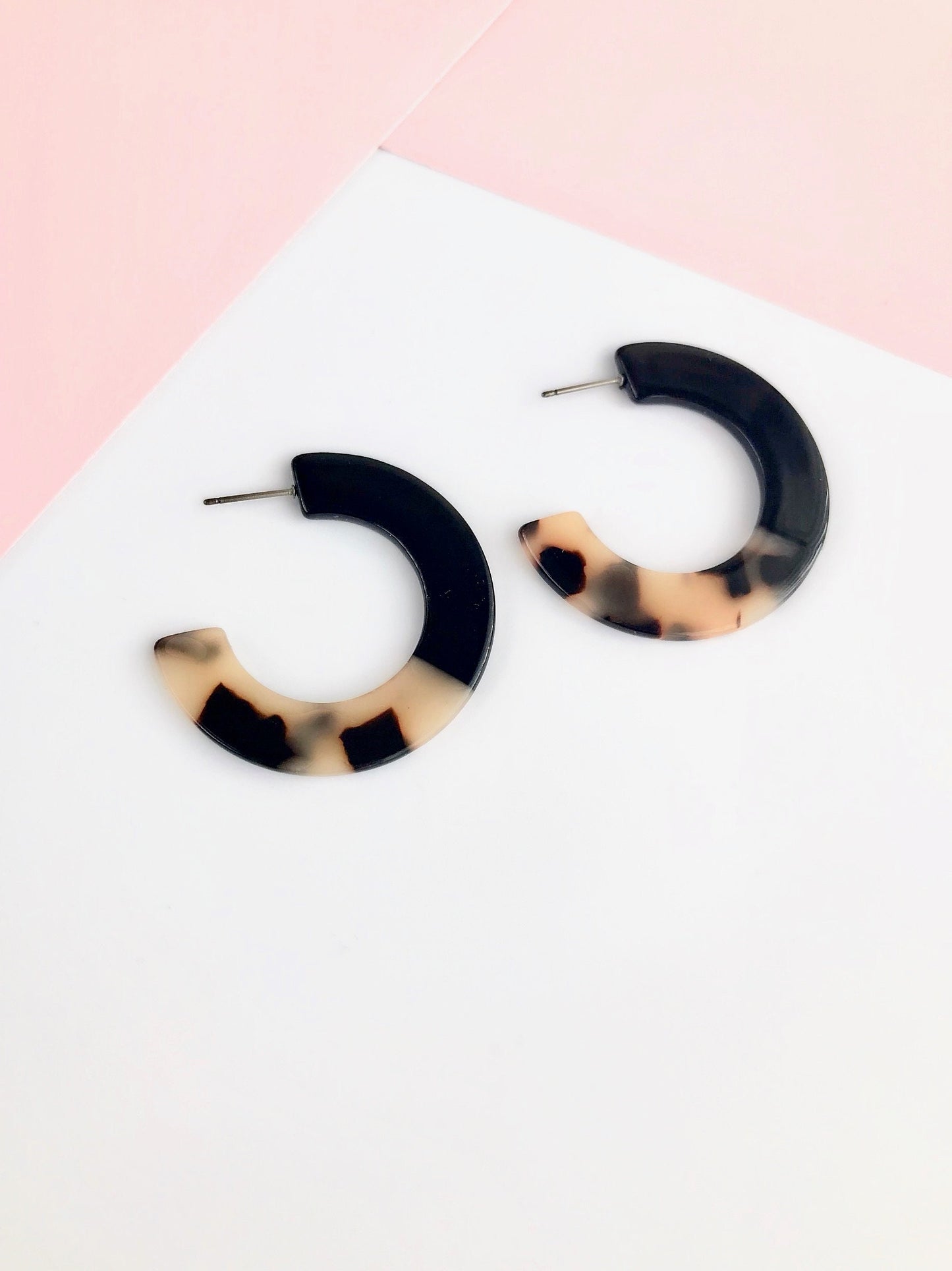 Black and brown hoop earrings