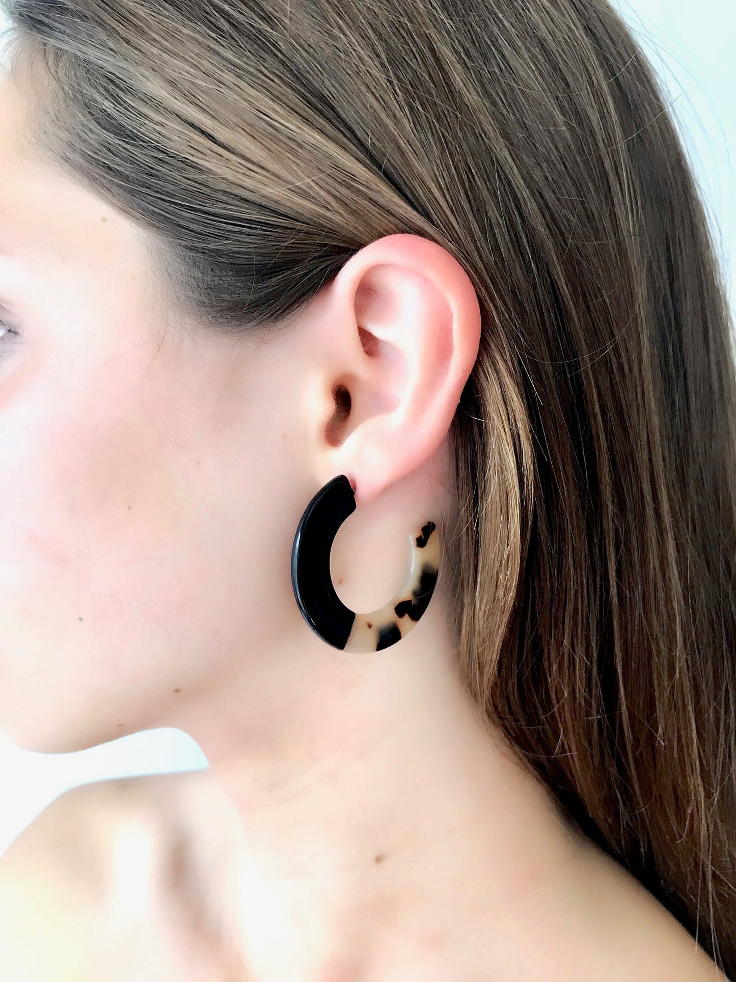 Black and brown hoop earrings