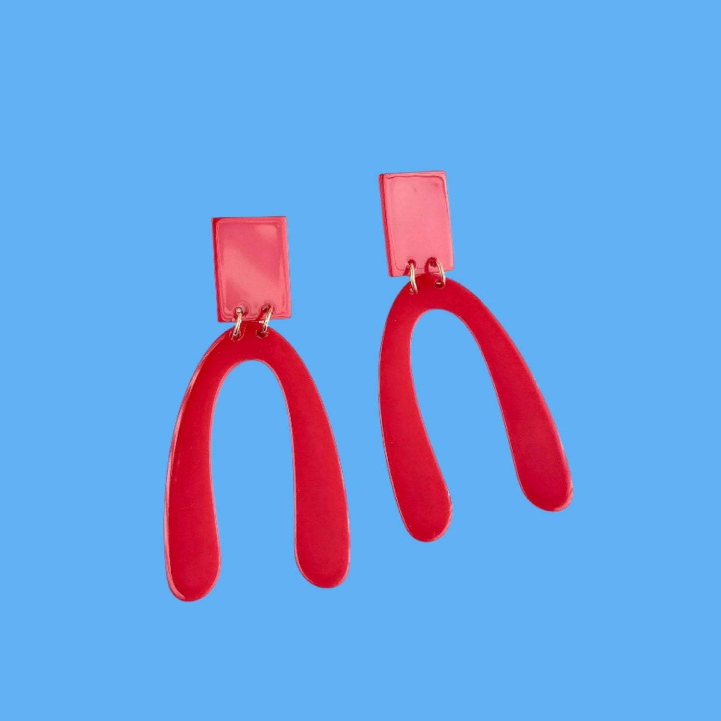 Red arch earrings