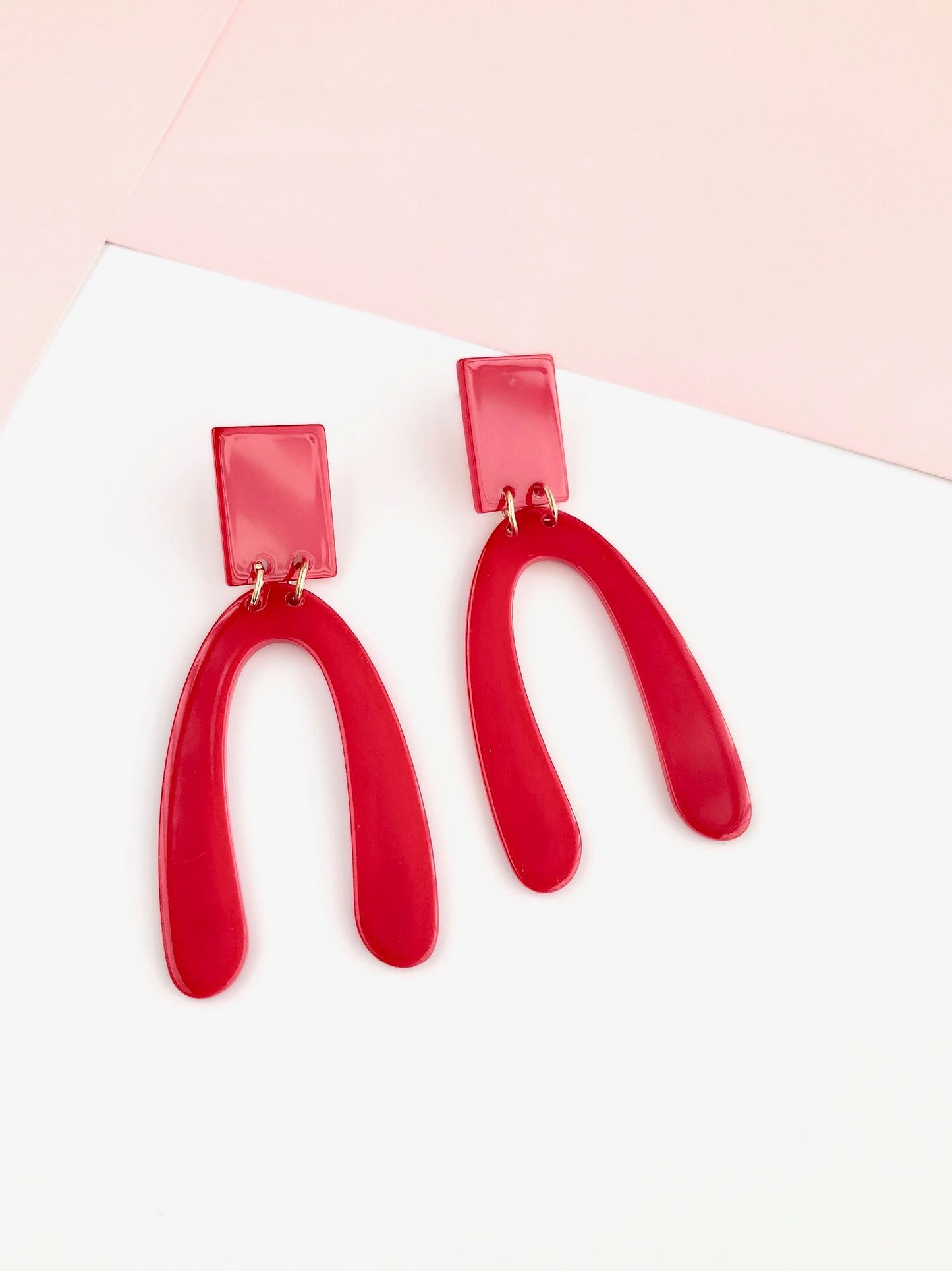 Red arch earrings