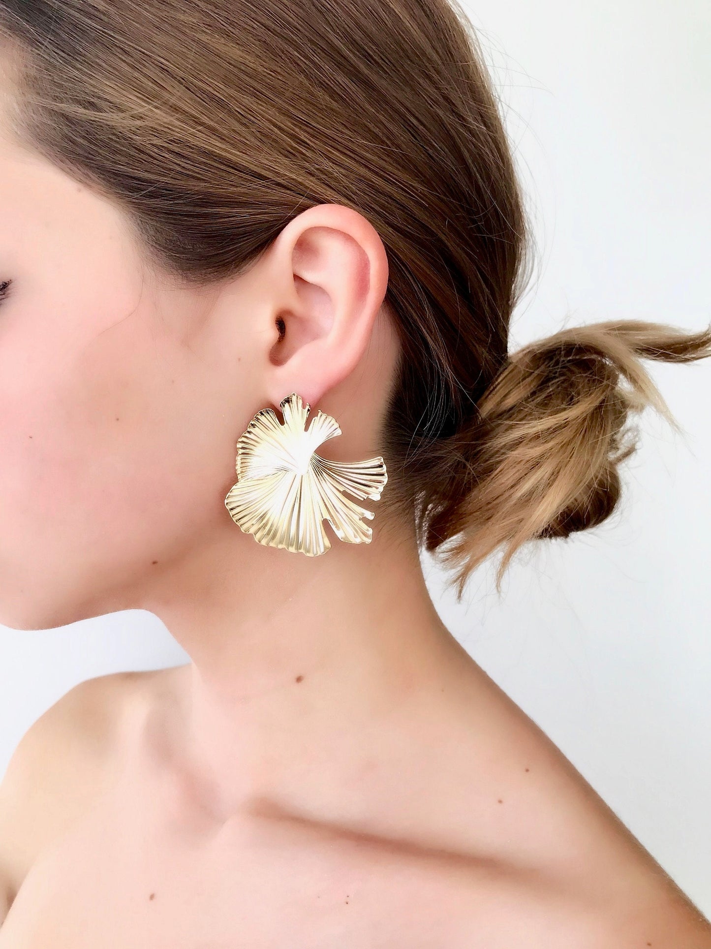 White ginkgo leaf earrings