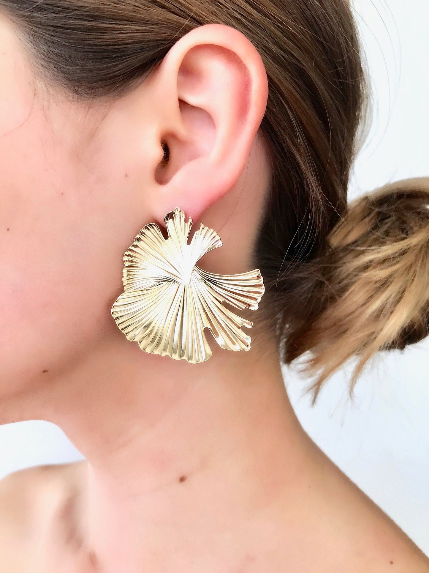 White ginkgo leaf earrings