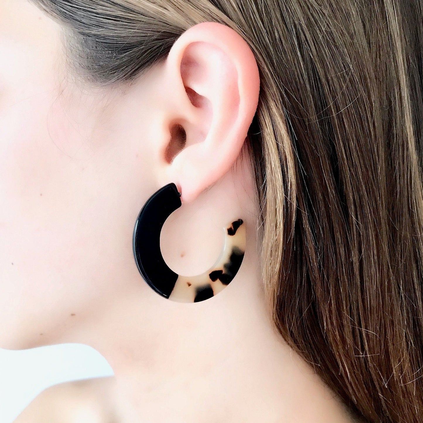 Black and brown hoop earrings