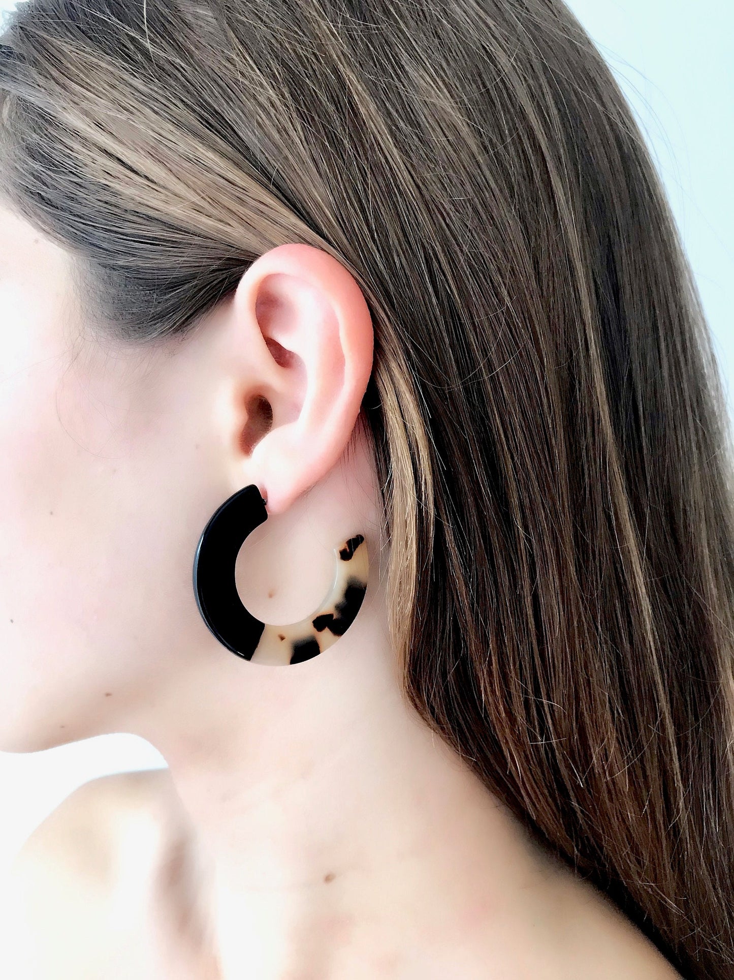 Black and brown hoop earrings