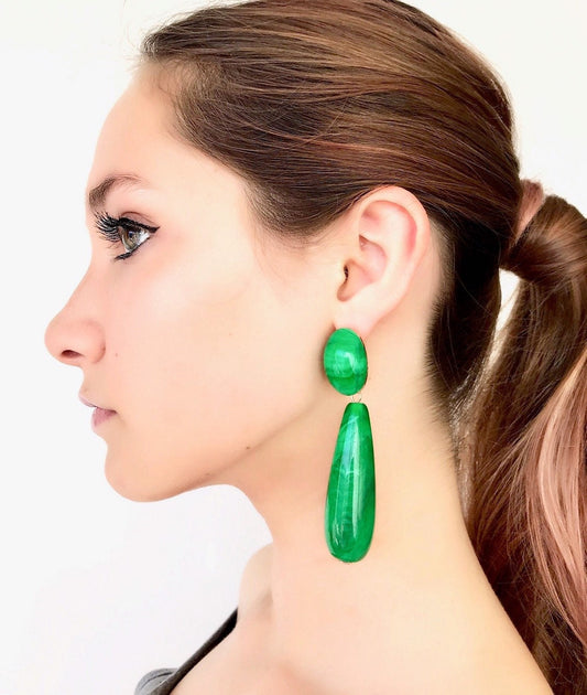 Green teardrop earrings