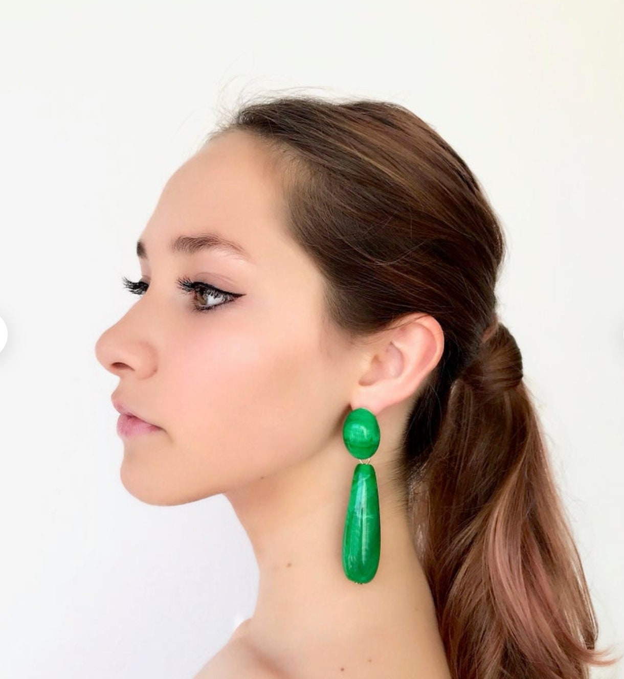 Green teardrop earrings