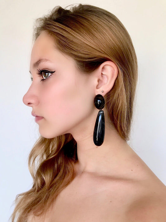 Black statement earrings