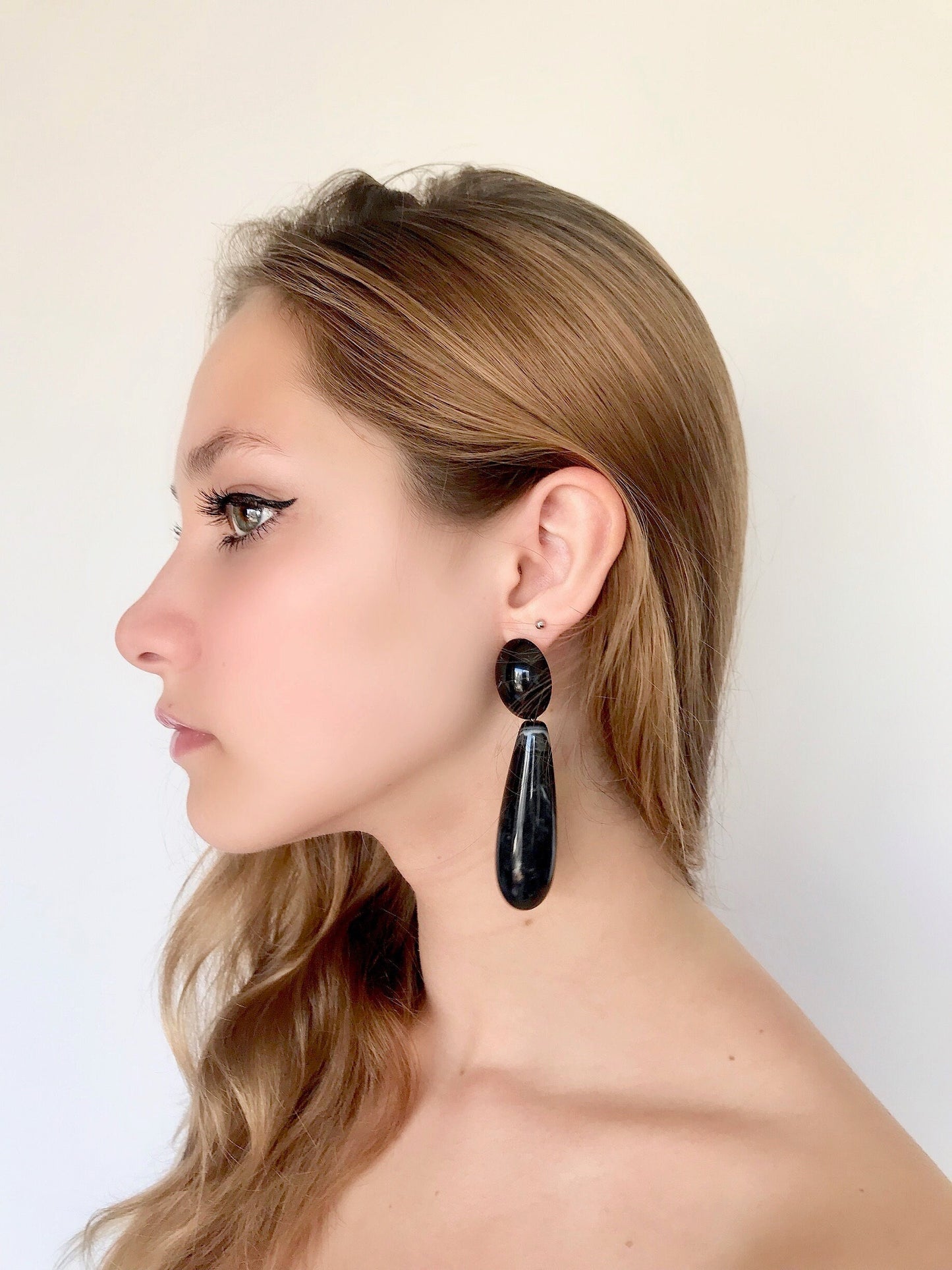 Black statement earrings