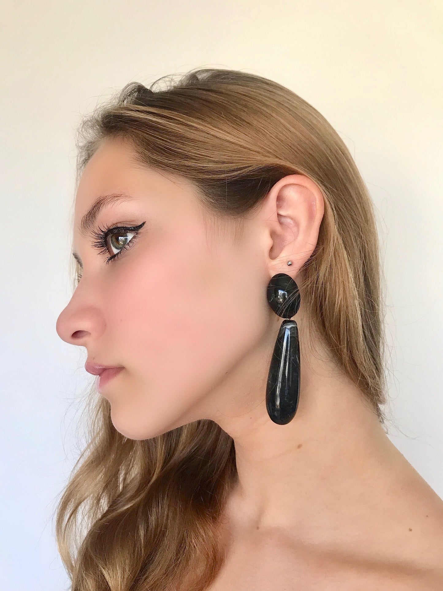 Black statement earrings