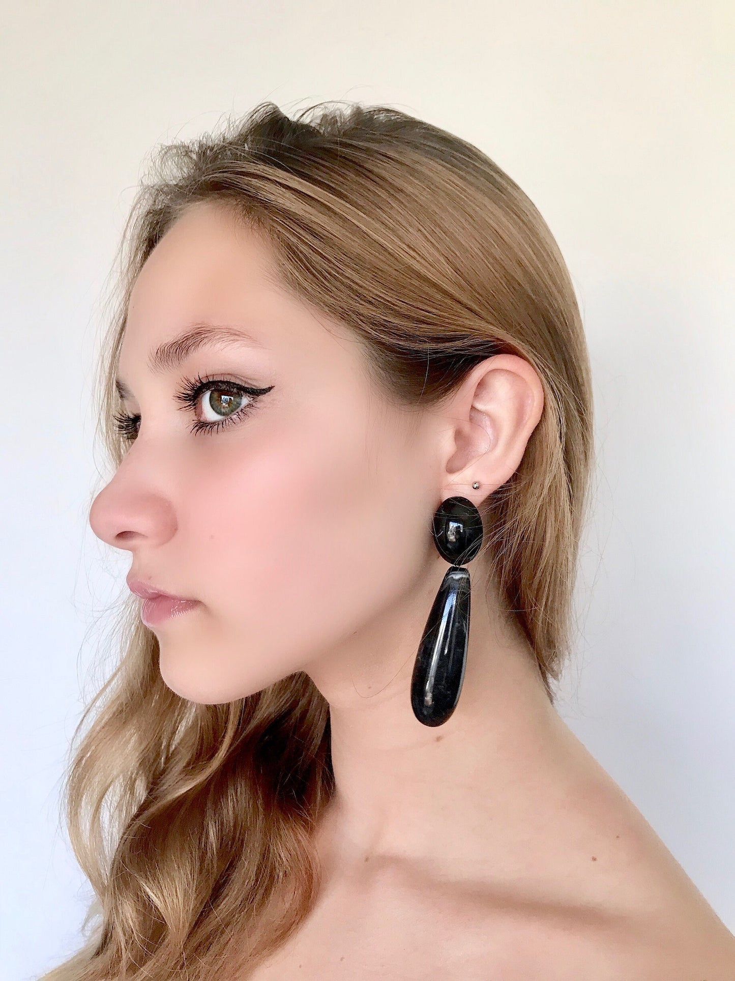 Black statement earrings