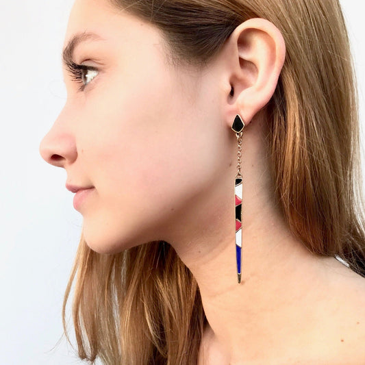 Long bar drop earrings
