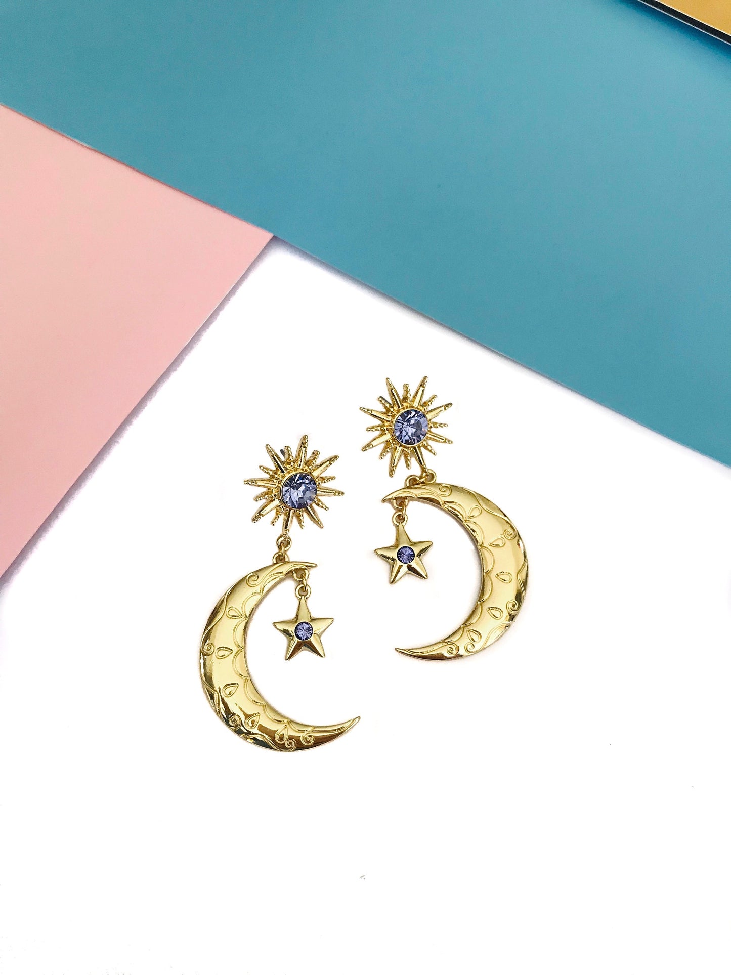 Star and moon earrings celestial earrings