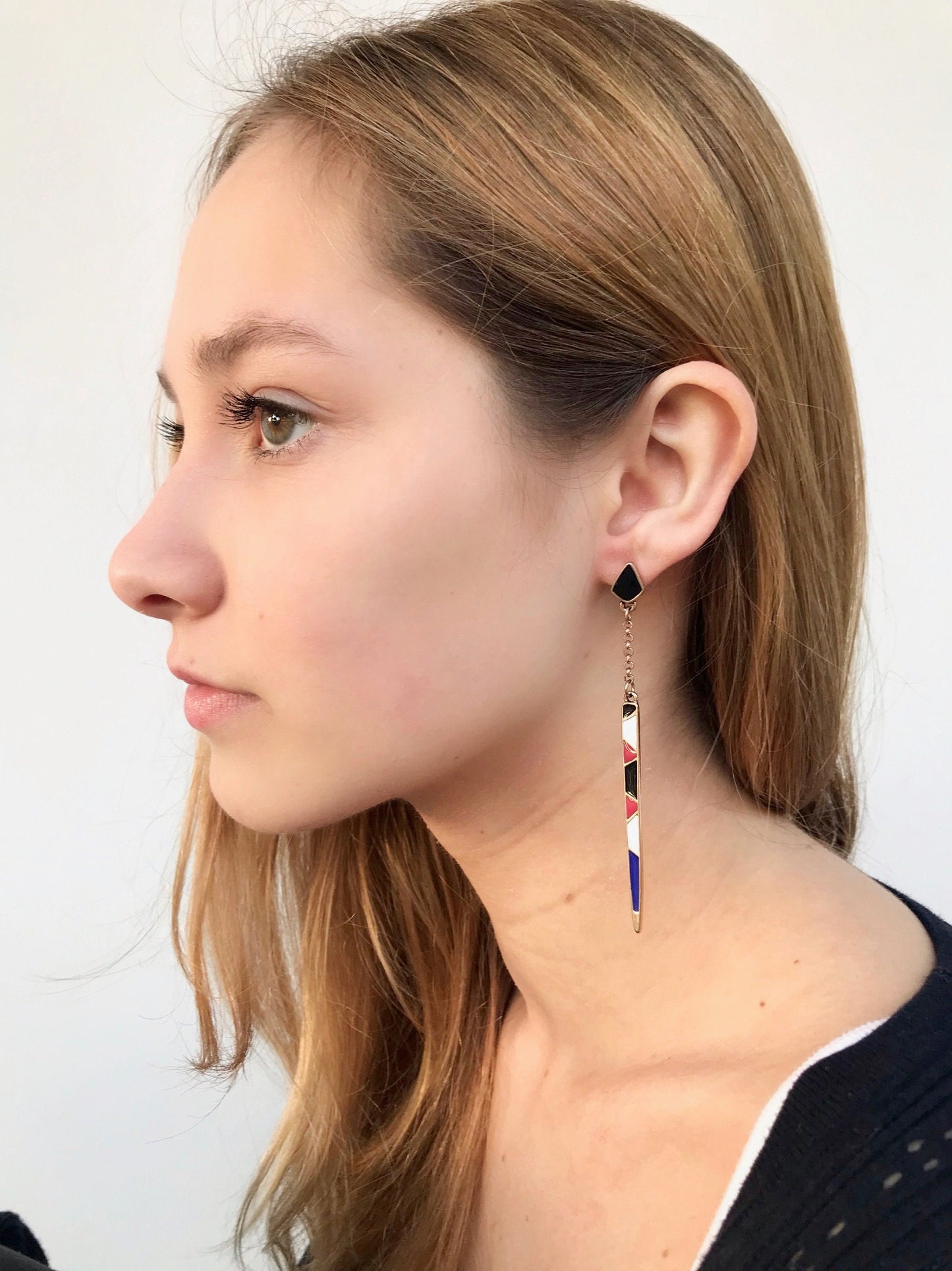 Long bar drop earrings