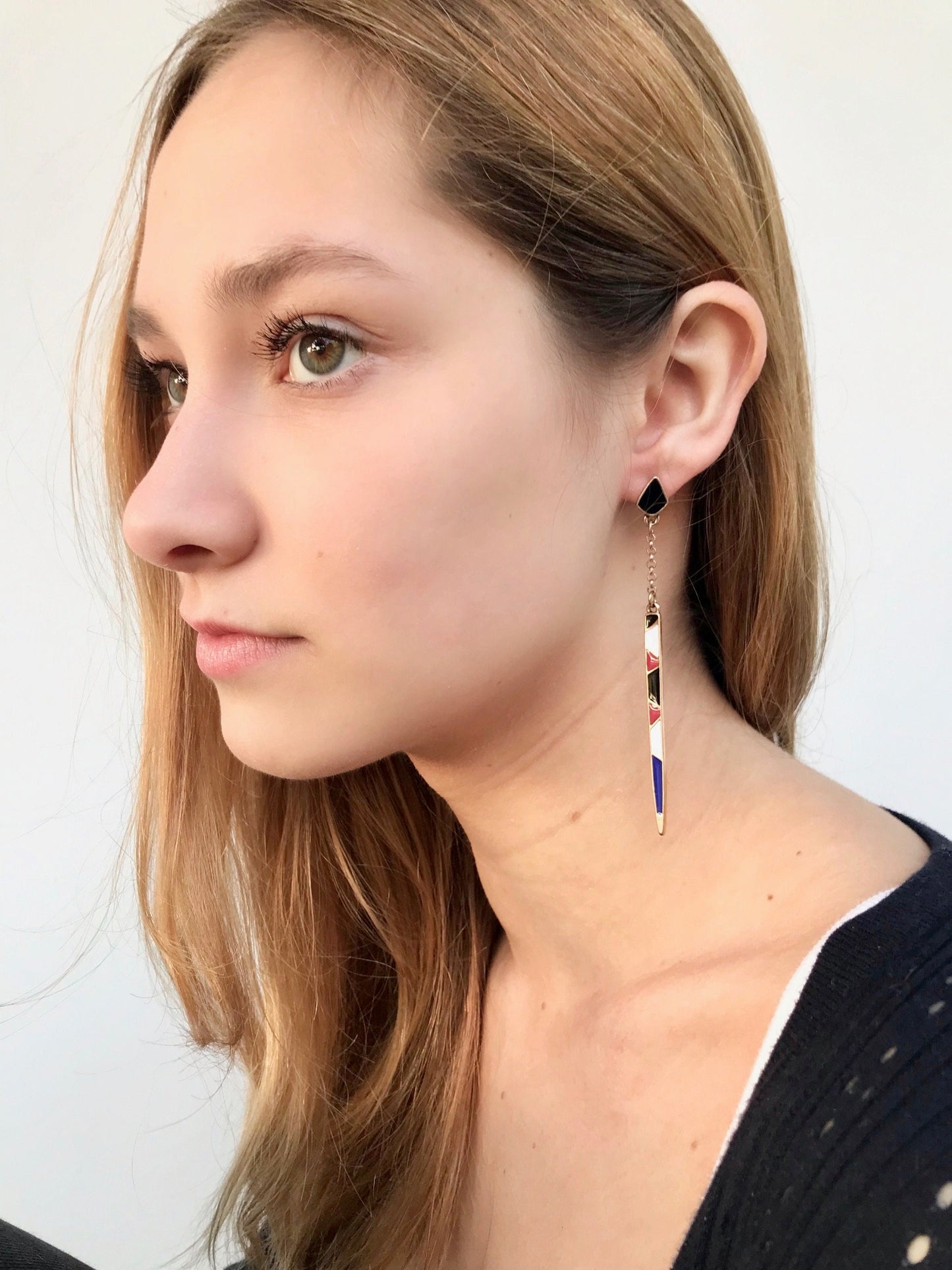 Long bar drop earrings