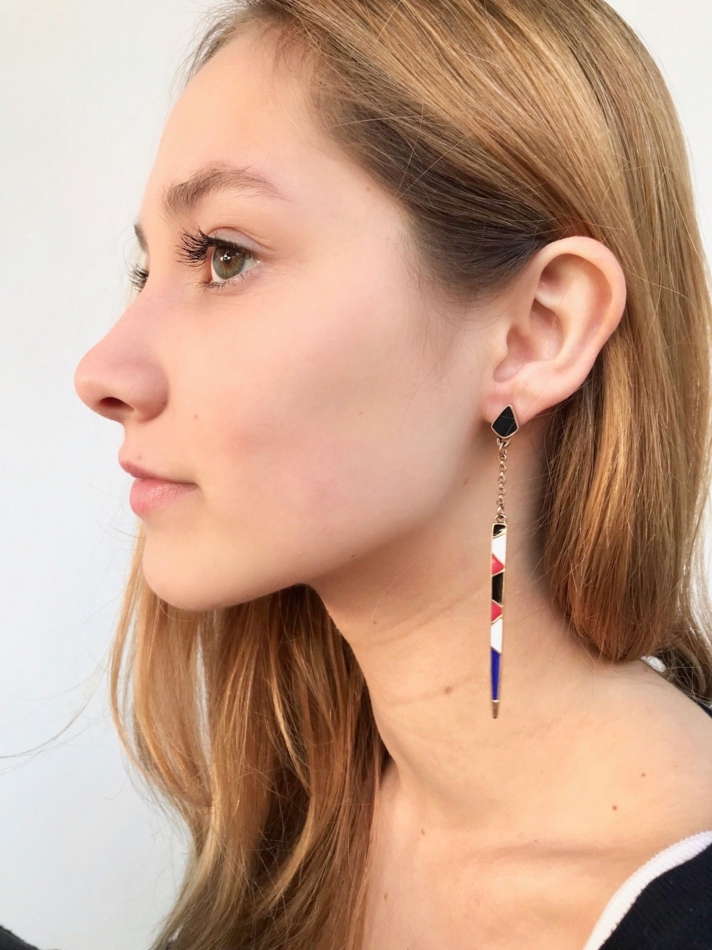 Long bar drop earrings