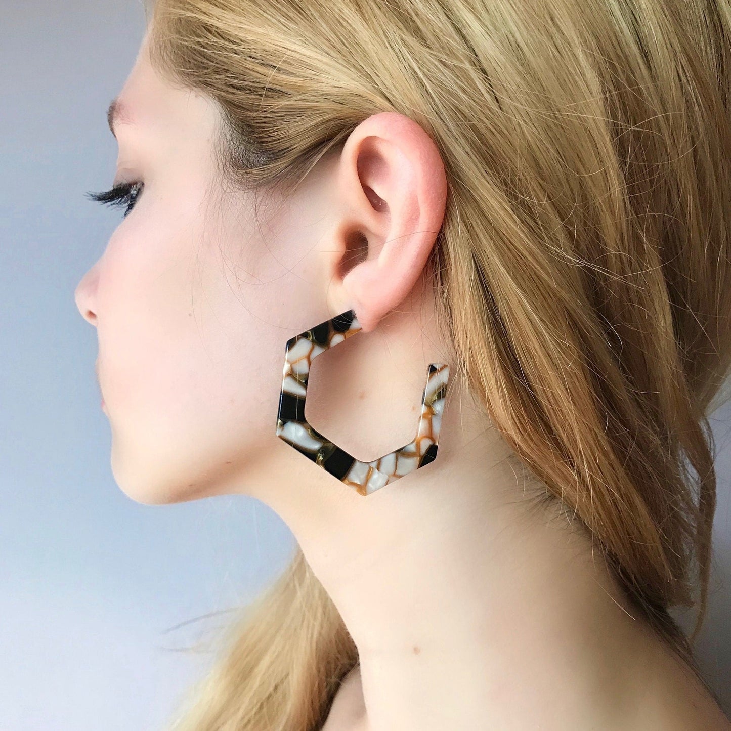 Hexagon hoop earrings