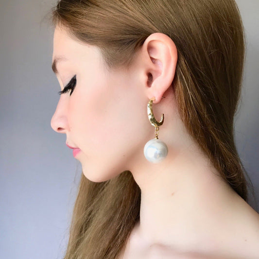 Large pearl earrings