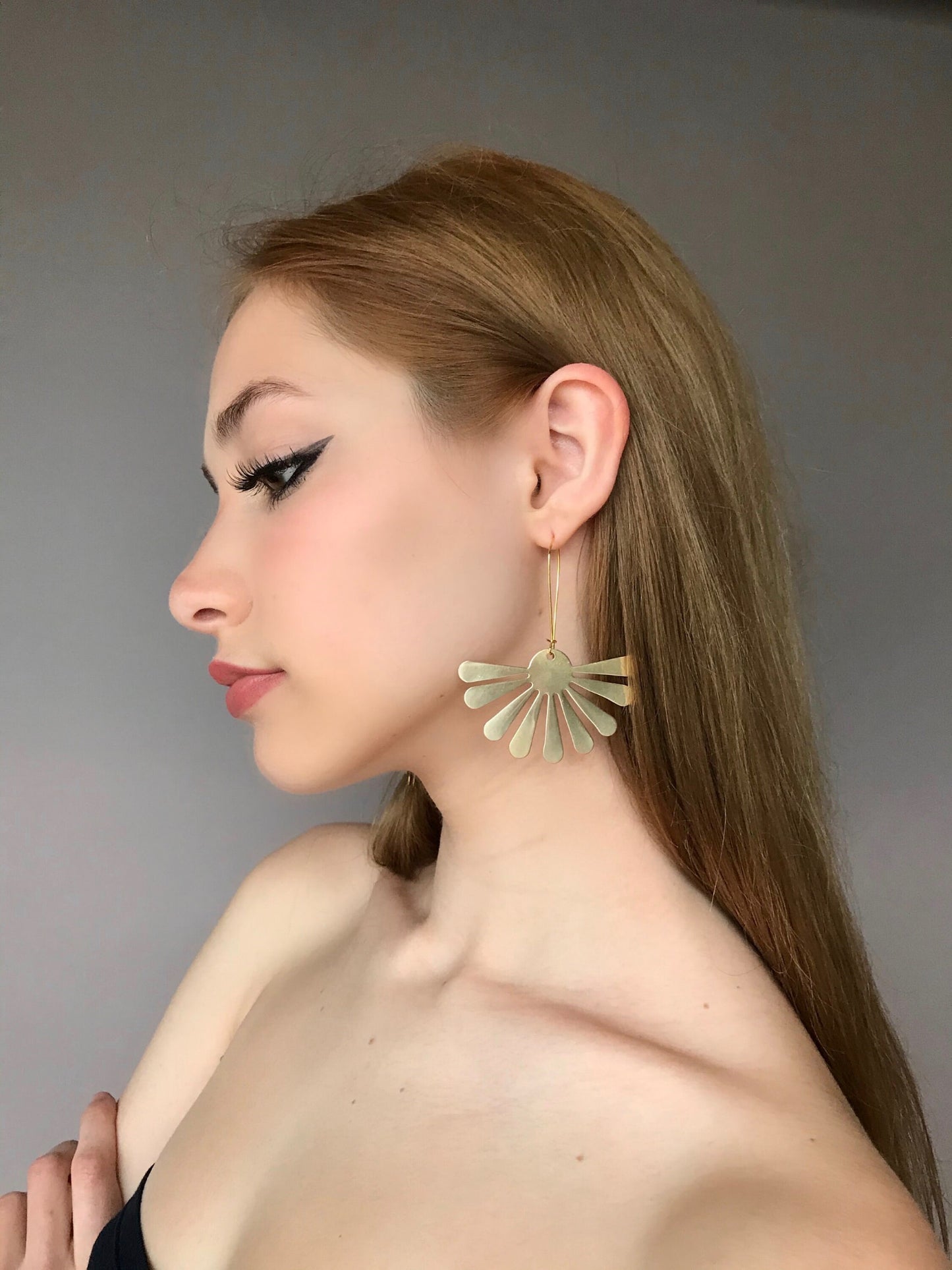 Gold flower earrings