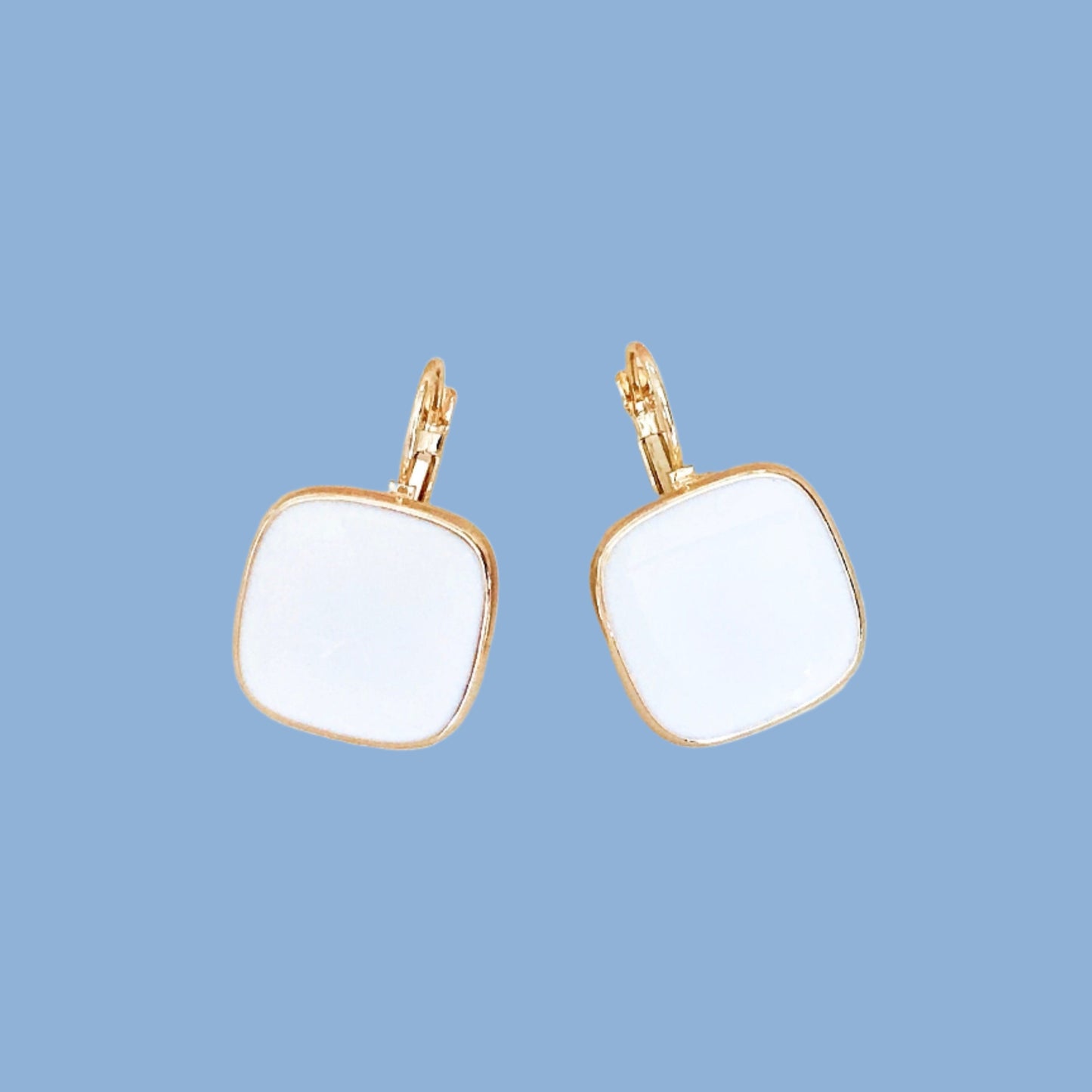 White square earrings